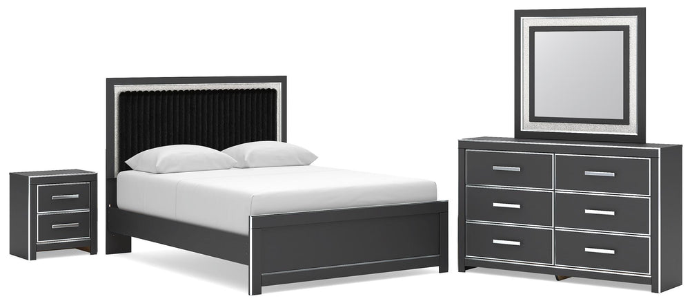 Zuraleus Queen Upholstered Bed, Dresser, Mirror and Nightstand (1)