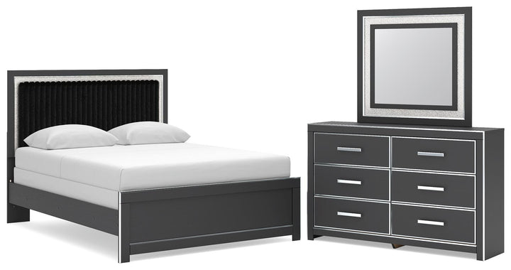 Zuraleus Queen Upholstered Panel Bed, Dresser and Mirror (1)