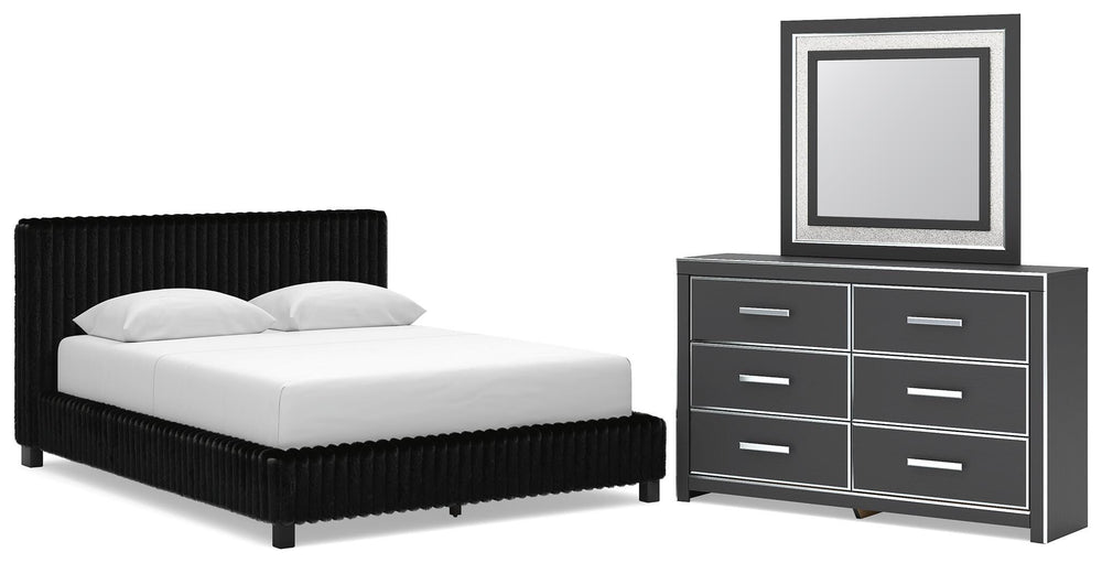 Zuraleus Queen Upholstered Bed, Dresser and Mirror (1)