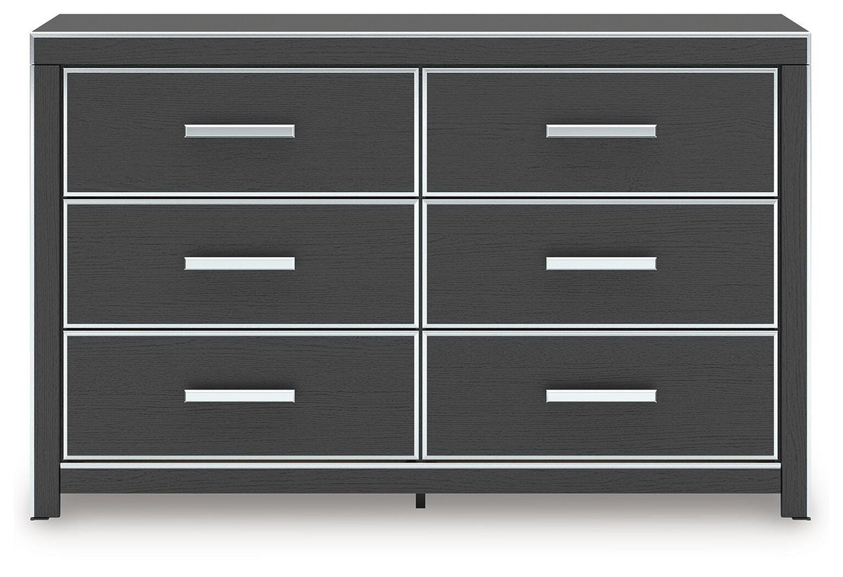 Zuraleus King Upholstered Bed, Dresser and Nightstand - Black (2)