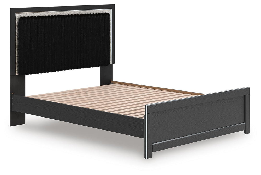 Zuraleus Queen Upholstered Panel Platform Bed - Black (3)