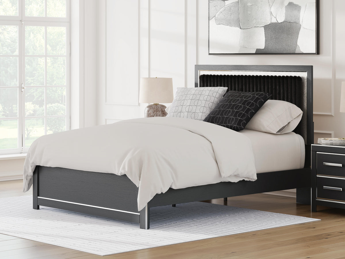 Zuraleus Queen Upholstered Panel Platform Bed - Black (2)