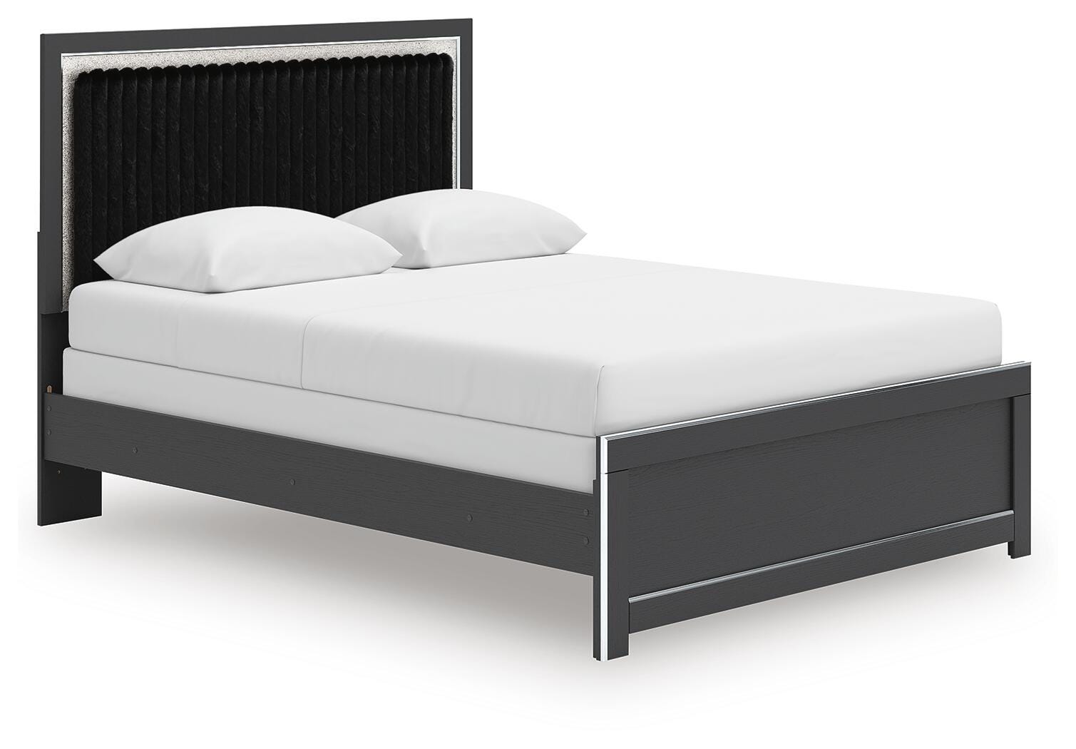 Zuraleus Queen Upholstered Panel Bed - Black (1)