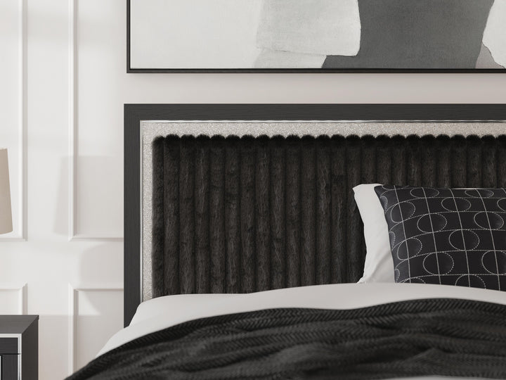 Zuraleus Queen Upholstered Panel Bed - Black (9)
