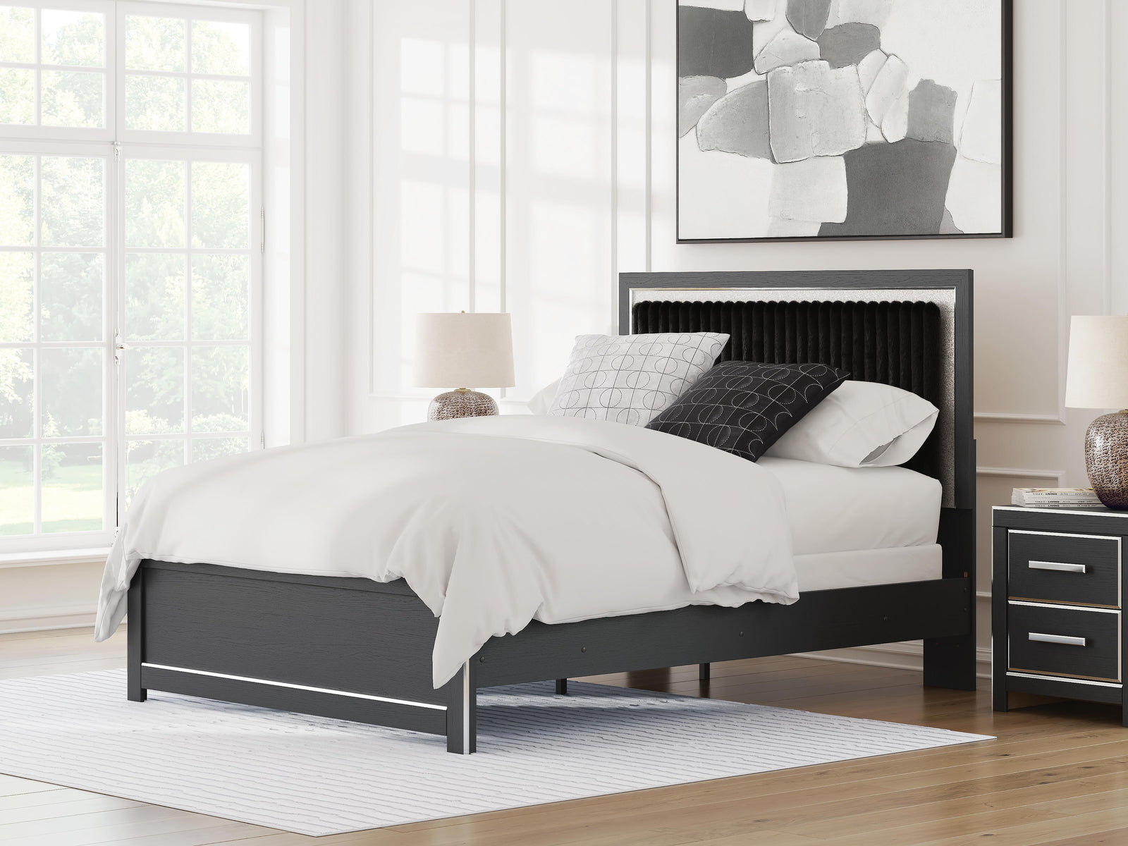 Zuraleus Queen Upholstered Panel Bed - Black (2)