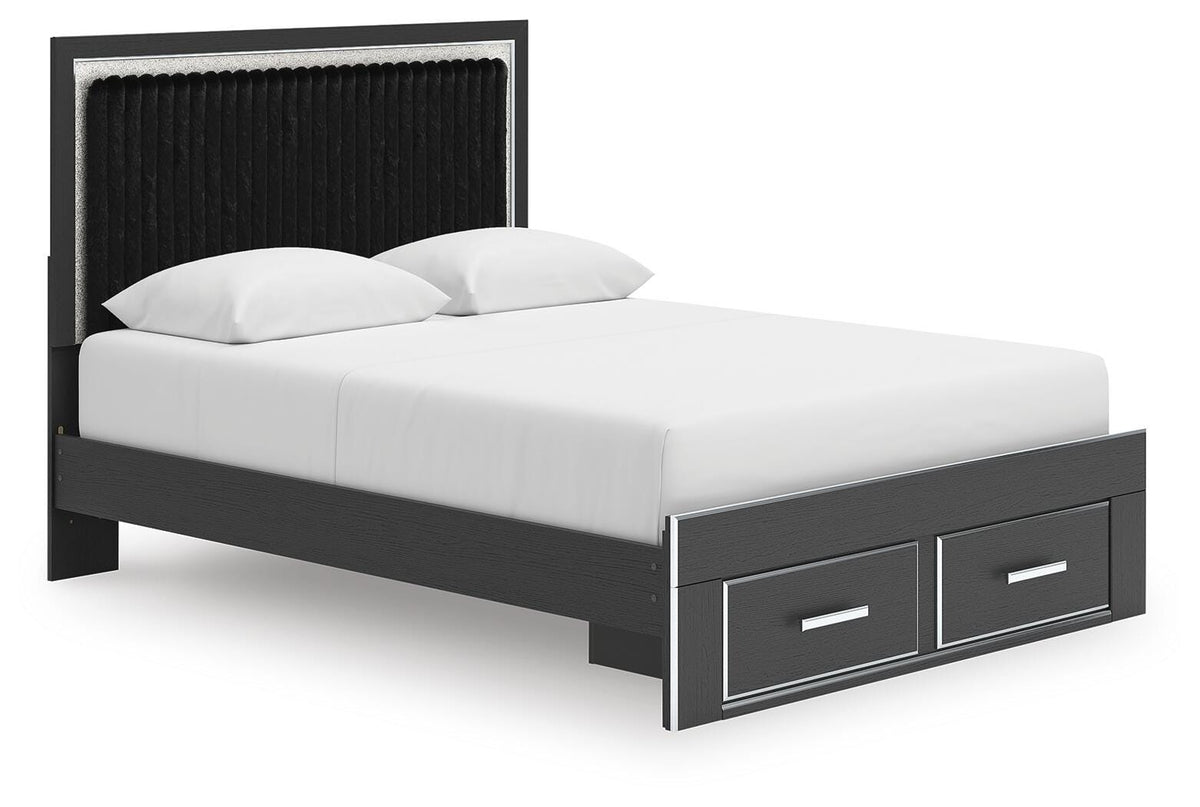 Zuraleus Queen Upholstered Panel Platform Storage Bed - Black (1)