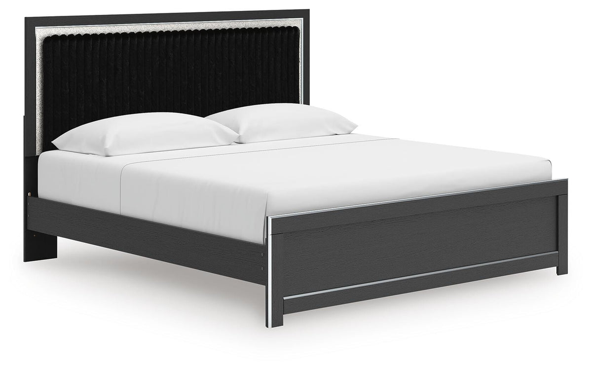 Zuraleus King Upholstered Panel Platform Bed - Black (1)