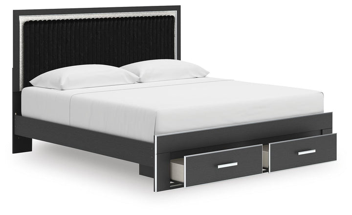 Zuraleus King Upholstered Panel Platform Storage Bed - Black (5)