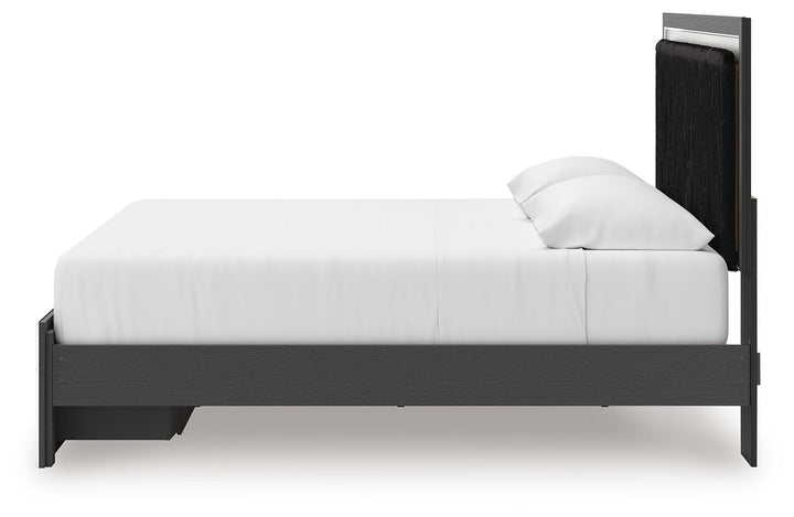 Zuraleus King Upholstered Panel Platform Storage Bed - Black (8)
