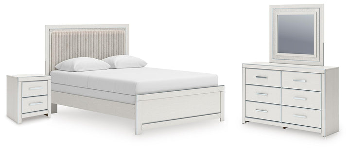 Zuraleus Queen Upholstered Panel Bed, Dresser, Mirror and Nightstand (1)