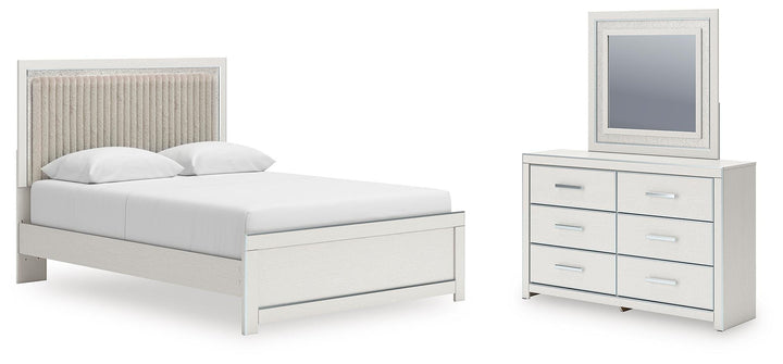 Zuraleus Queen Upholstered Panel Platform Bed, Dresser and Mirror (1)