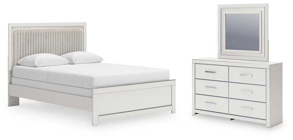 Zuraleus Queen Upholstered Panel Bed, Dresser and Mirror (1)