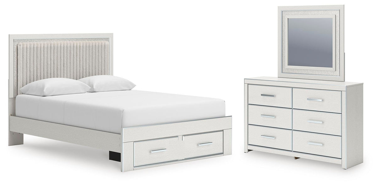 Zuraleus Queen Upholstered Panel Platform Storage Bed, Dresser and Mirror (1)