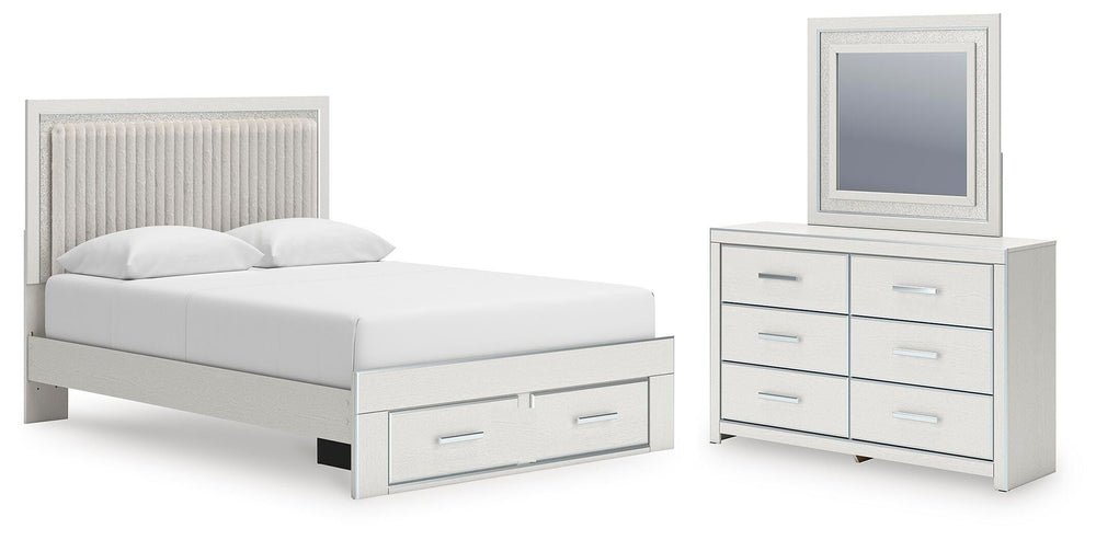 Zuraleus Queen Upholstered Panel Platform Storage Bed, Dresser and Mirror (1)