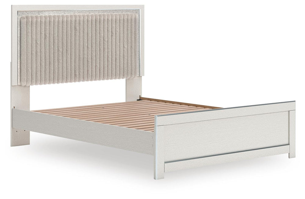 Zuraleus Queen Upholstered Panel Platform Bed - White (3)