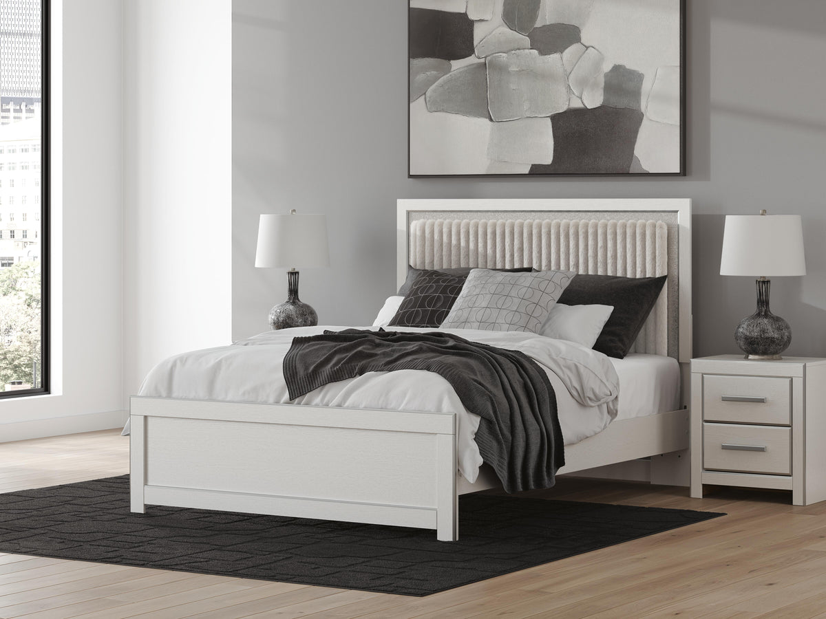 Zuraleus Queen Upholstered Panel Platform Bed - White (2)