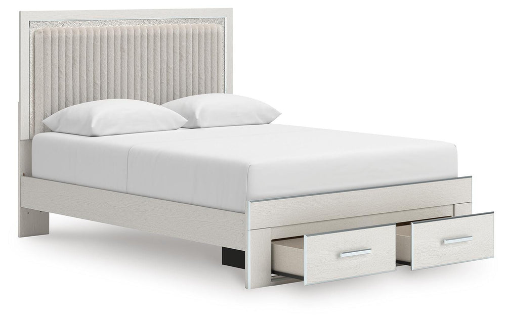 Zuraleus Queen Upholstered Panel Platform Storage Bed - White (3)