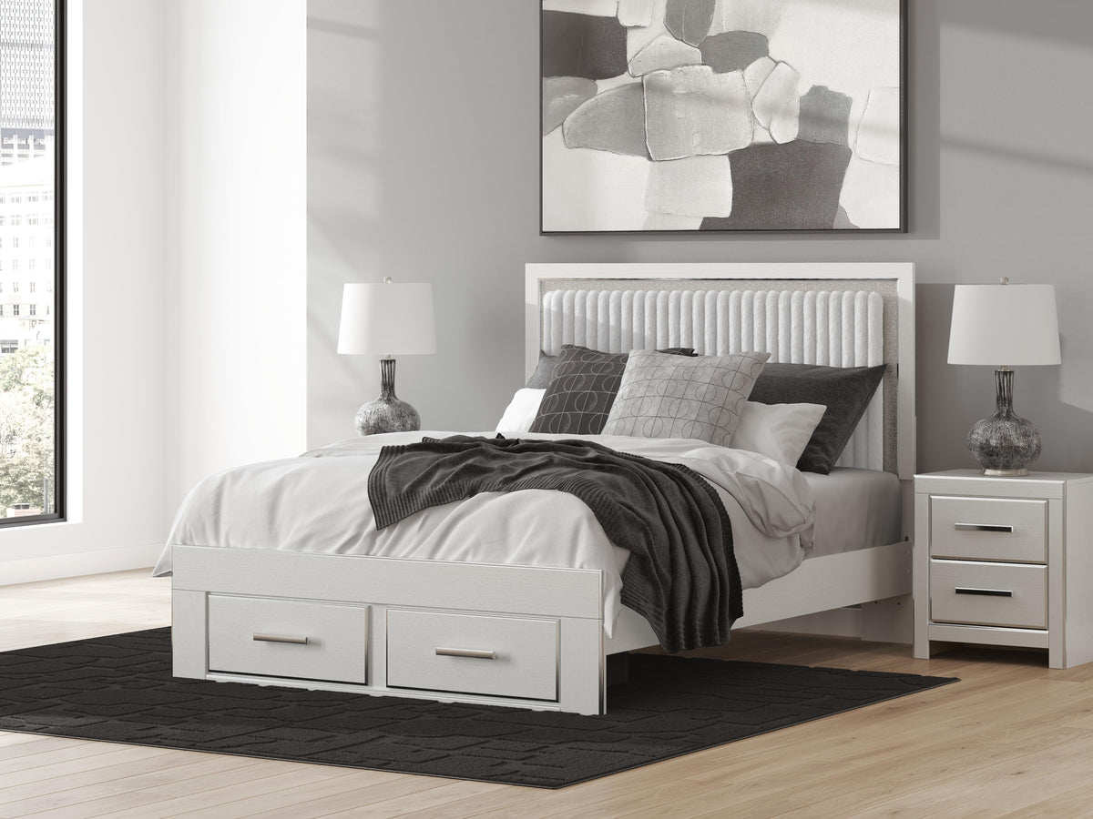 Zuraleus Queen Upholstered Panel Platform Storage Bed - White (2)