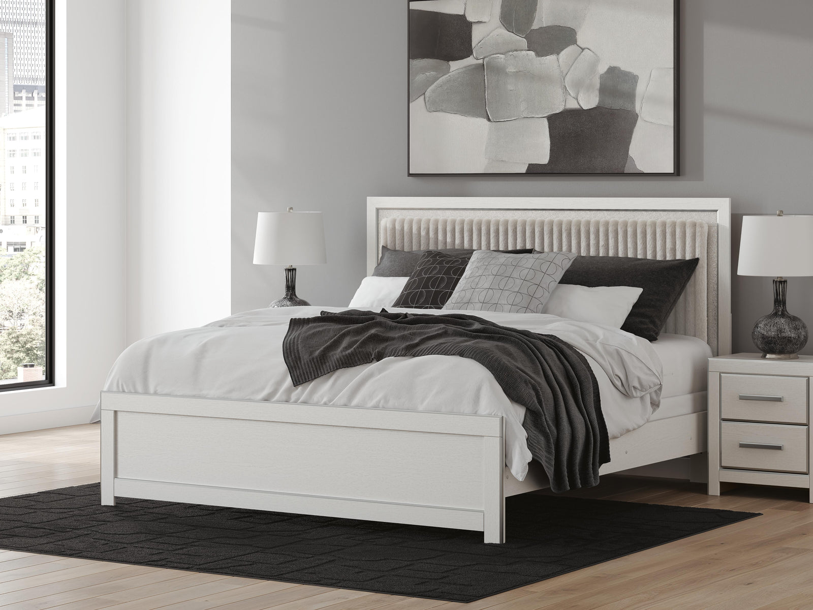 Zuraleus King Upholstered Panel Bed - White (2)