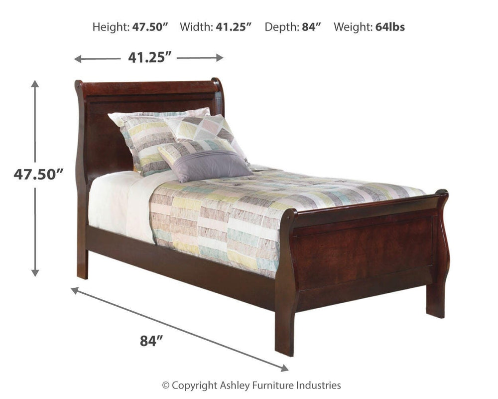 Alisdair Twin Sleigh Bed - Reddish Brown (4)