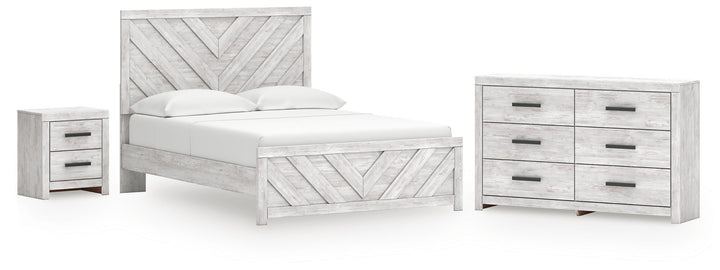 Cayboni Queen Panel Bed, Dresser and Nightstand - Whitewash (1)