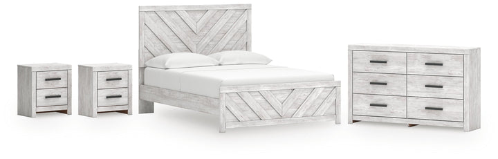 Cayboni Queen Panel Bed, Dresser and 2 Nightstands - Whitewash (1)