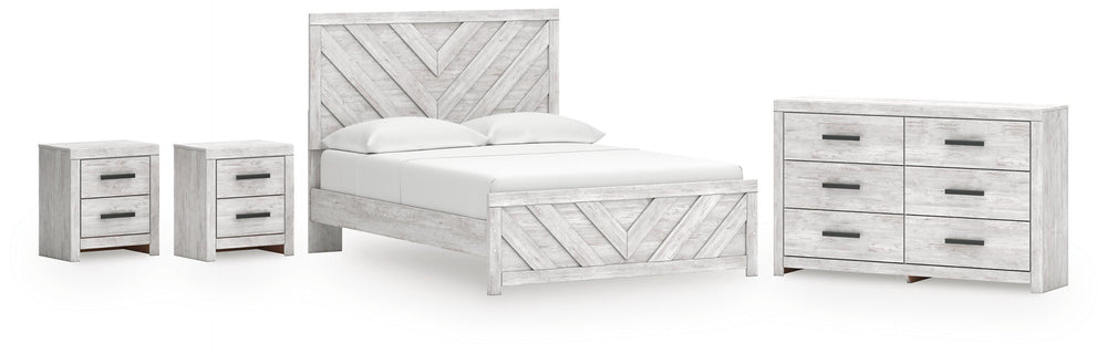 Cayboni Queen Panel Bed, Dresser and 2 Nightstands - Whitewash (1)