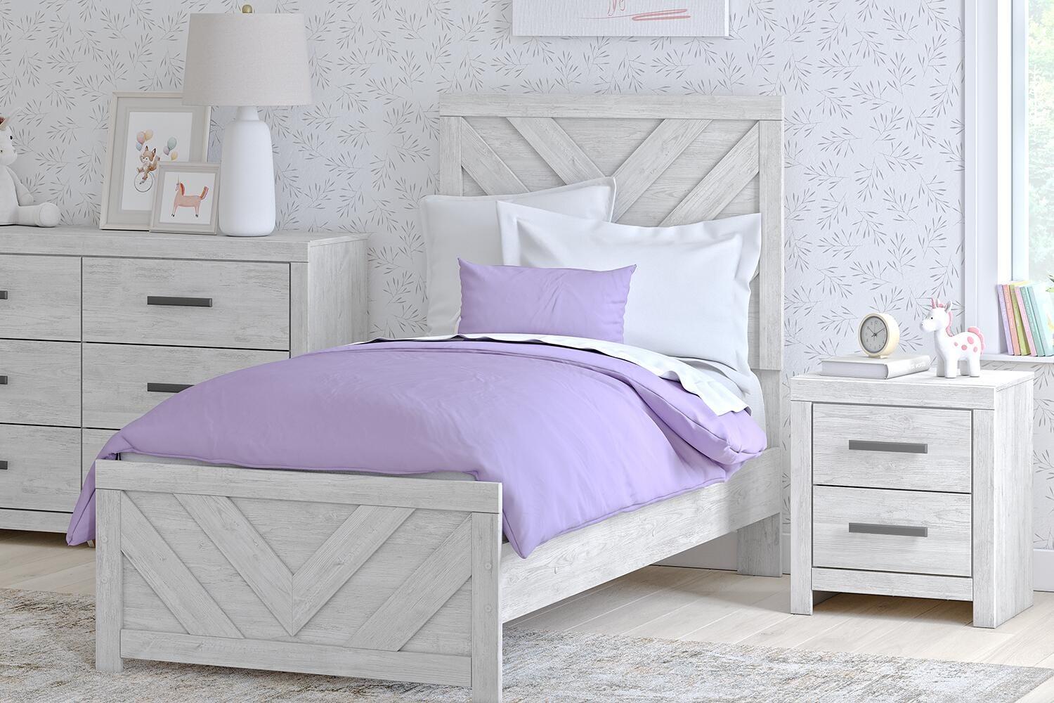 Cayboni Twin Panel Bed - White (2)