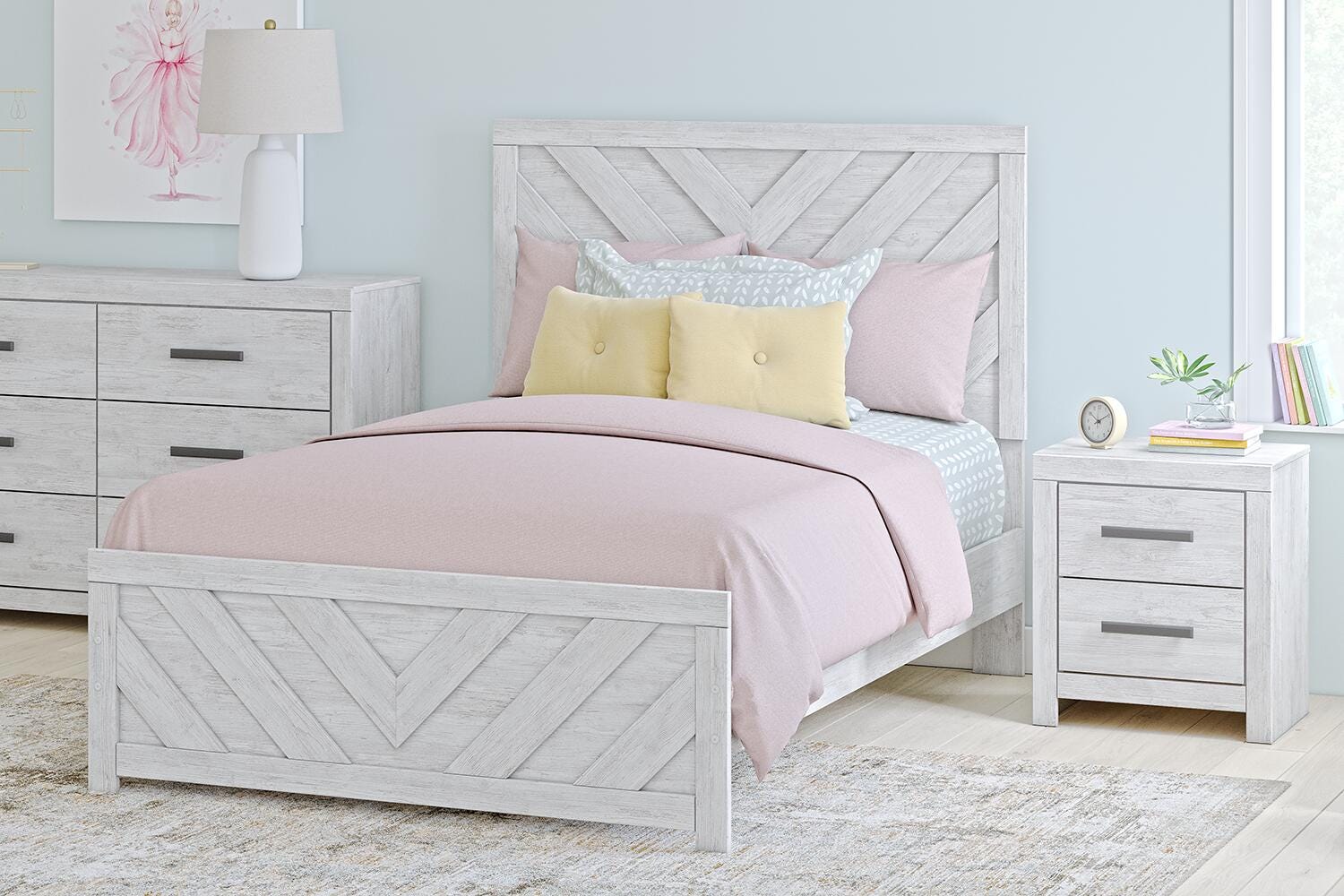 Cayboni Full Panel Bed - White (2)