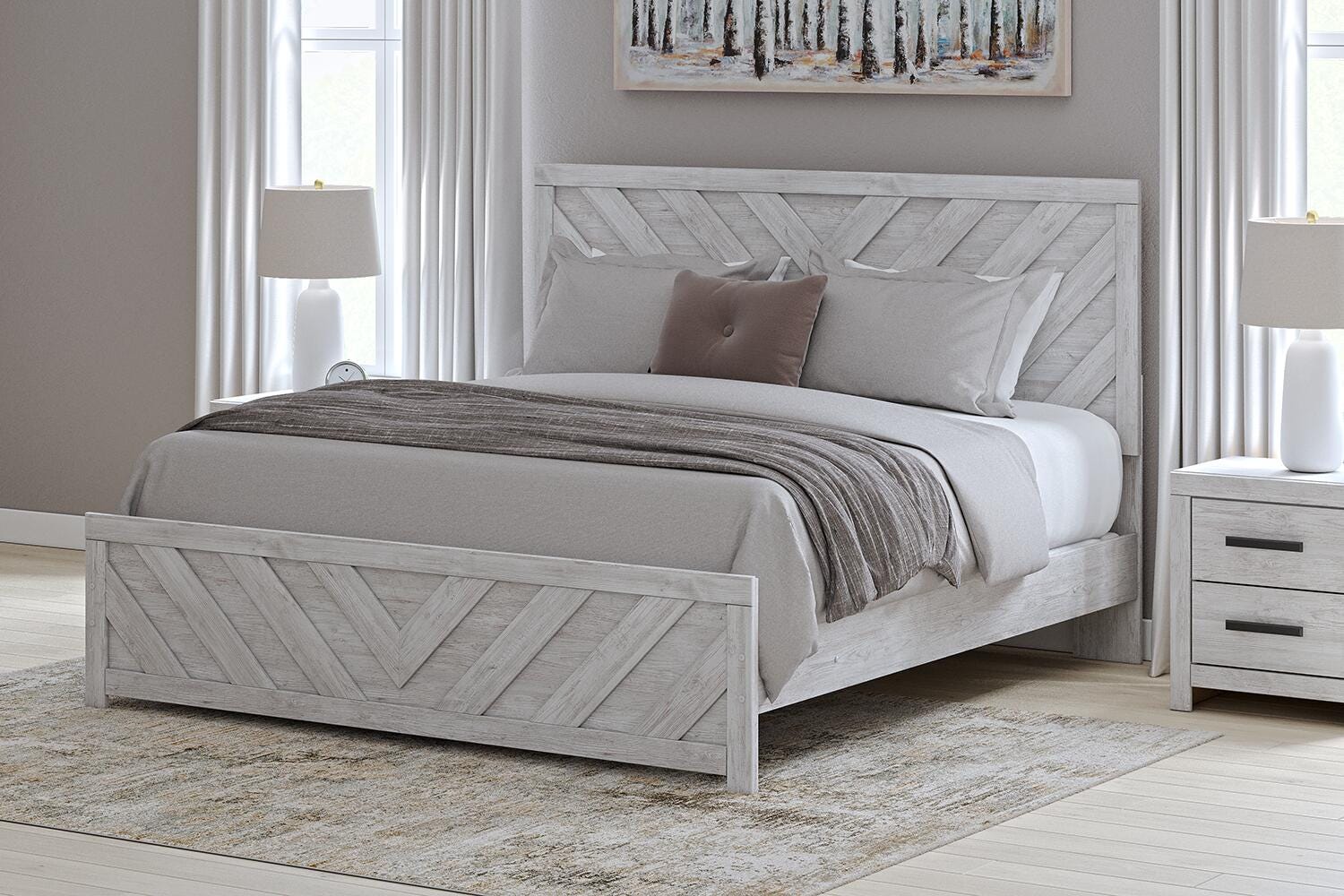 Cayboni King Panel Bed - White (2)
