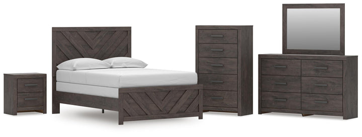Prendonea Full Panel Bed, Dresser, Mirror, Chest and Nightstand (1)