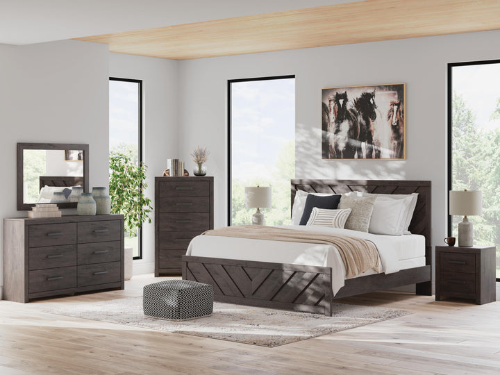 Prendonea King Panel Bed - Dark Gray (10)