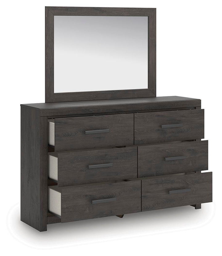 Prendonea Dresser and Mirror - Dark Gray (4)