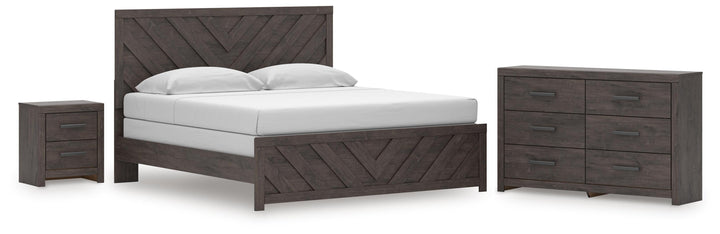 Prendonea King Panel Bed, Dresser and Nightstand (1)
