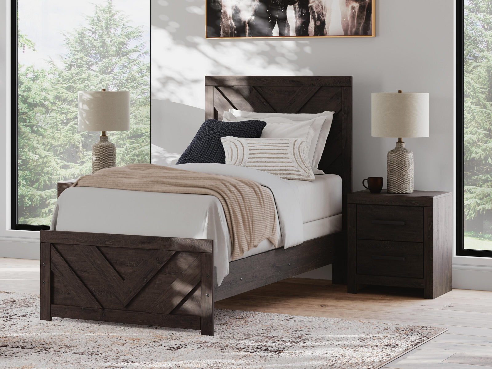 Prendonea Twin Panel Bed - Dark Gray (2)