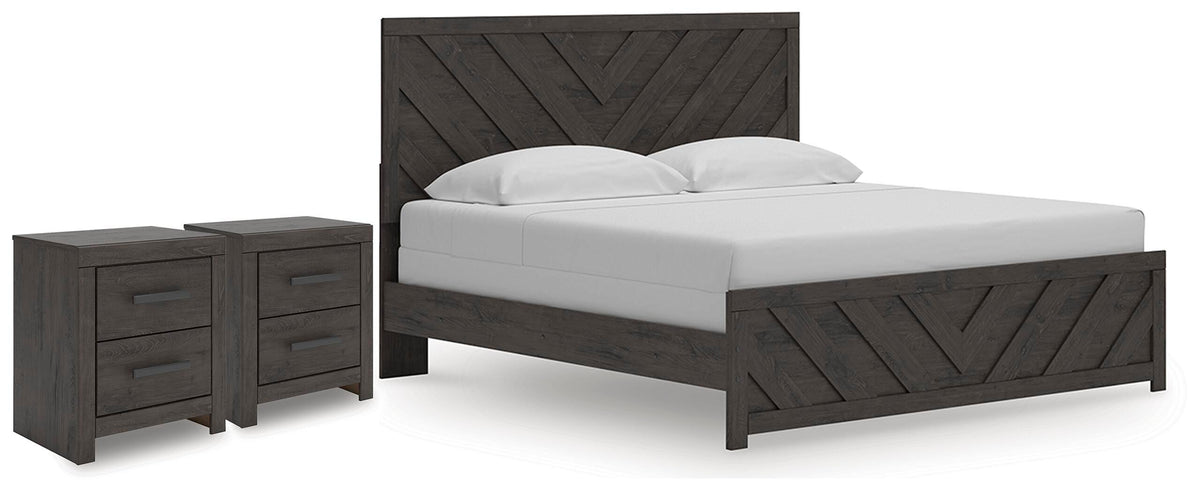 Prendonea King Panel Bed and 2 Nightstands (1)