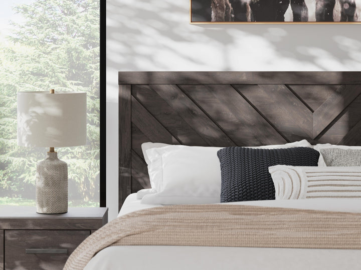 Prendonea King Panel Bed - Dark Gray (9)