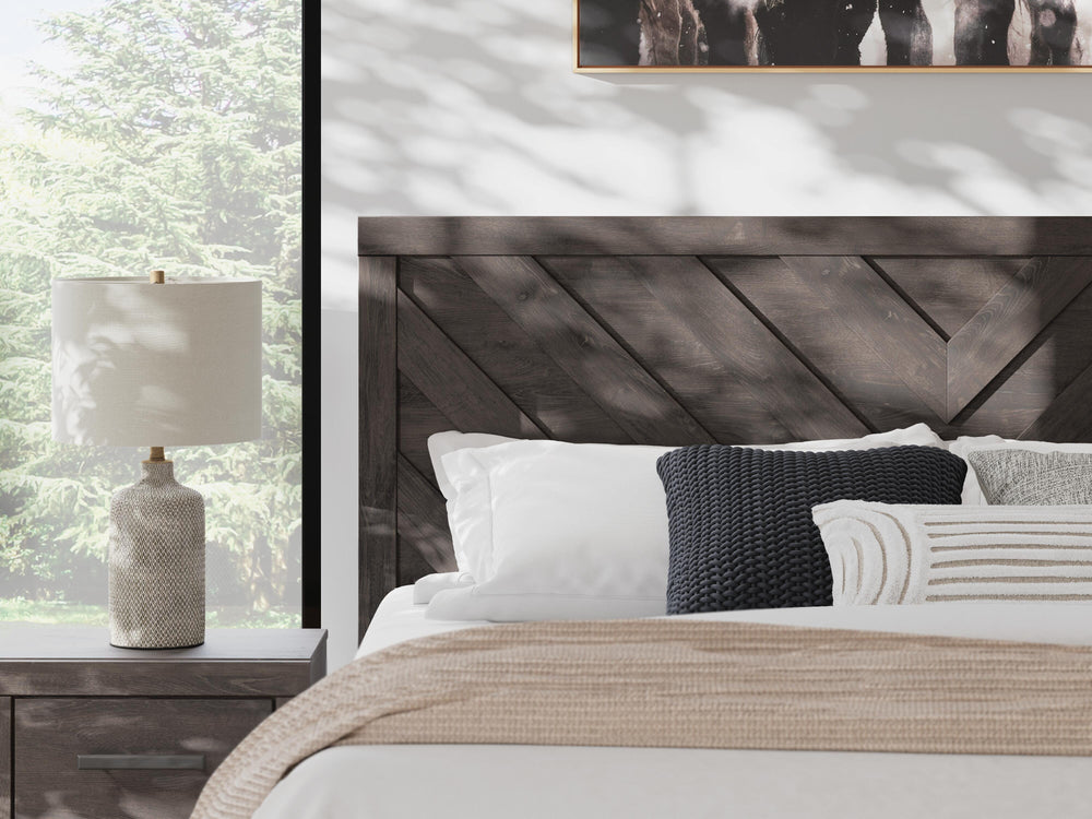 Prendonea King Panel Bed - Dark Gray (9)
