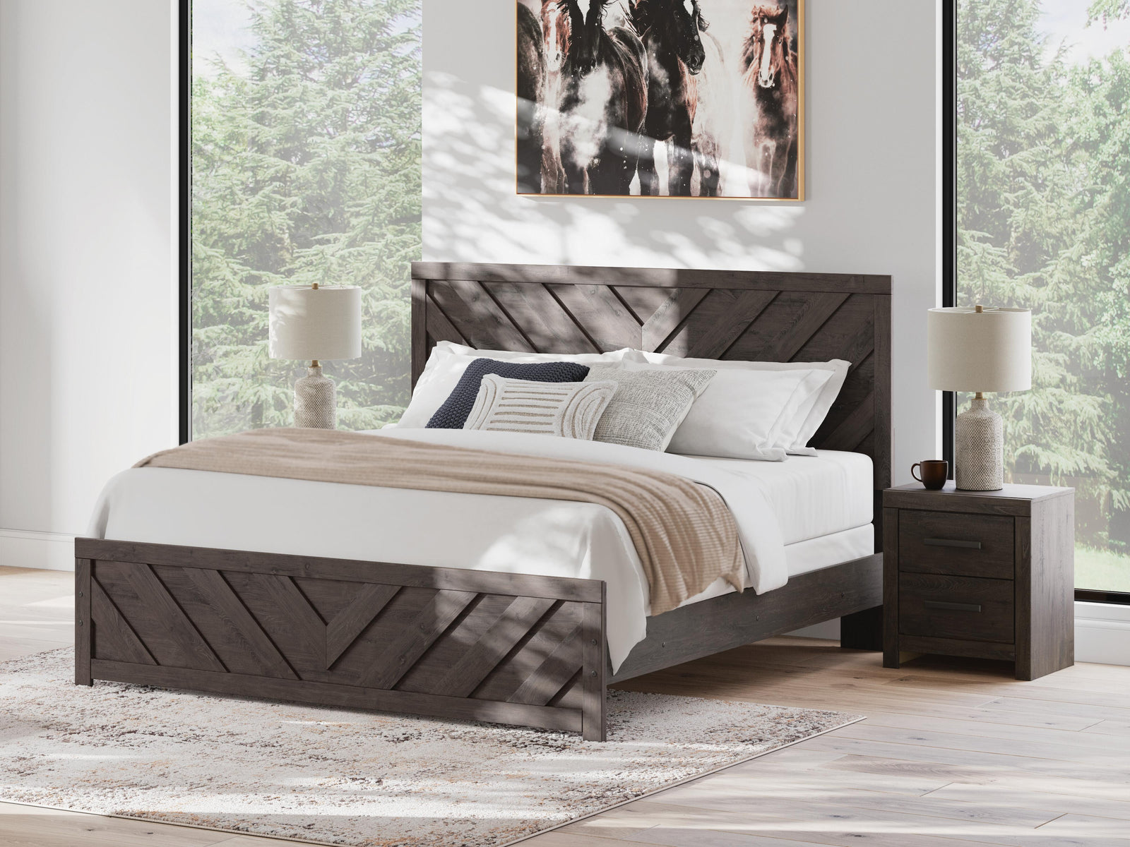 Prendonea King Panel Bed - Dark Gray (2)