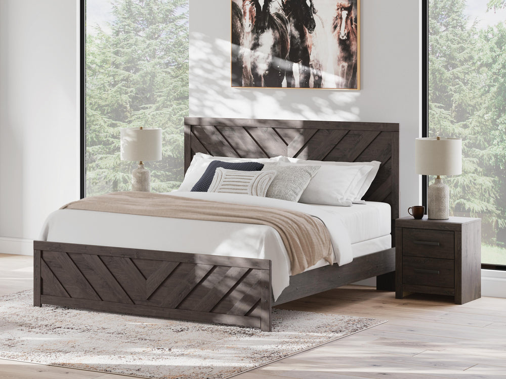Prendonea King Panel Bed - Dark Gray (2)