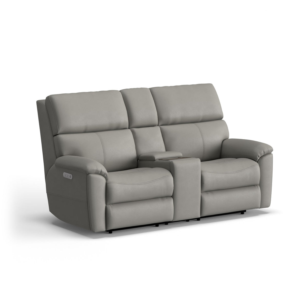 Porter Leather Power Reclining Loveseat with Console, Power Headrest, & Lumbar