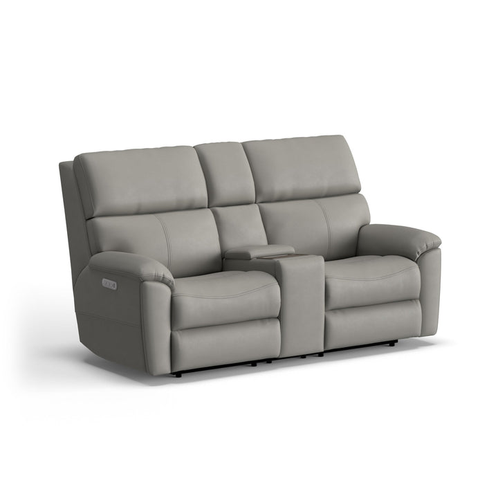 Porter Leather Power Reclining Loveseat with Console, Power Headrest, &amp; Lumbar