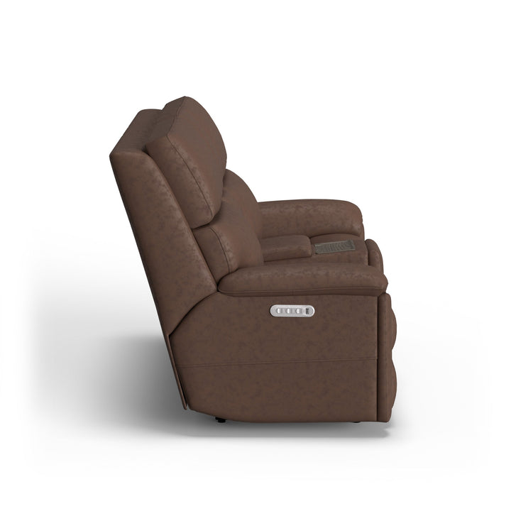 Porter Leather Power Reclining Loveseat with Console, Power Headrest, &amp; Lumbar