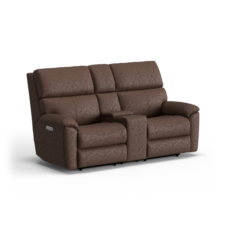 Porter Leather Power Reclining Loveseat with Console, Power Headrest, &amp; Lumbar