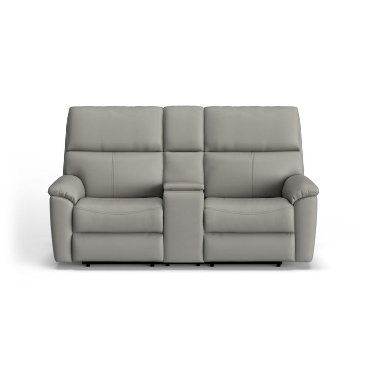 Porter Leather Power Reclining Loveseat with Console, Power Headrest, &amp; Lumbar