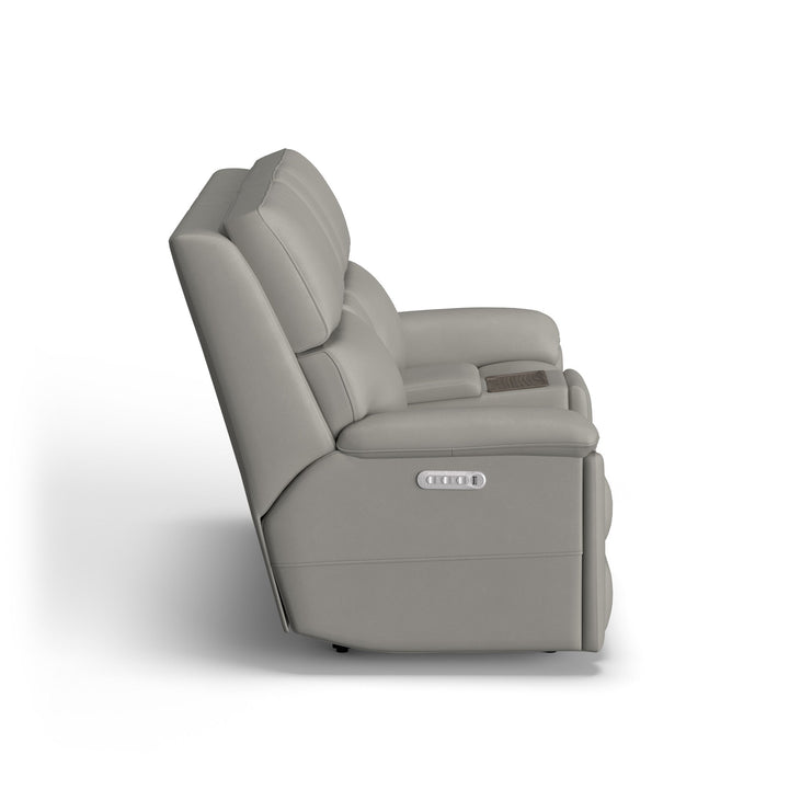 Porter Leather Power Reclining Loveseat with Console, Power Headrest, &amp; Lumbar