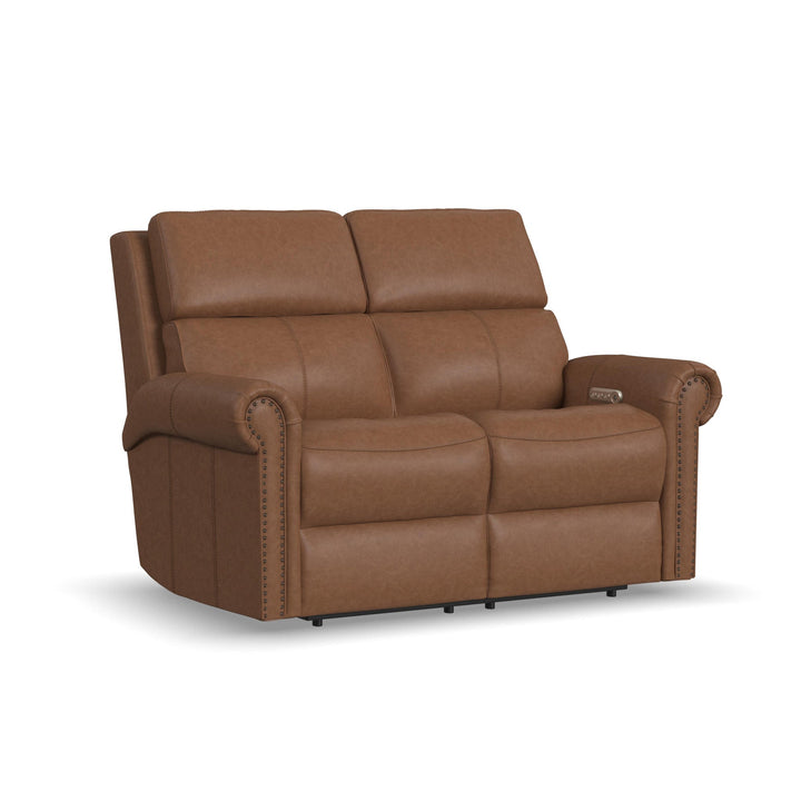Bernard Leather Power Reclining Loveseat with Power Headrests &amp; Lumbar