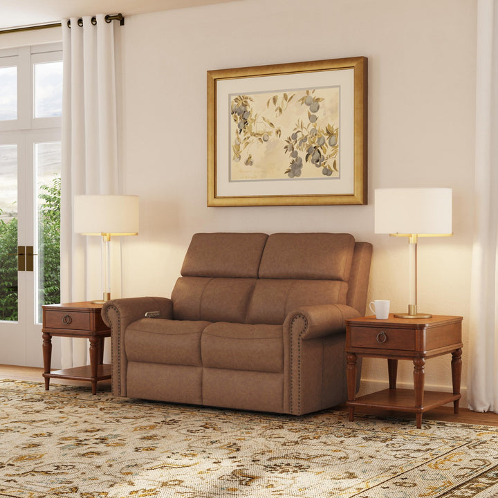 Bernard Leather Power Reclining Loveseat with Power Headrests &amp; Lumbar