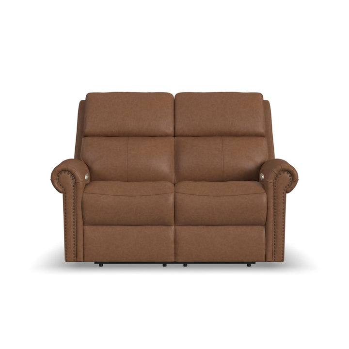 Bernard Leather Power Reclining Loveseat with Power Headrests &amp; Lumbar