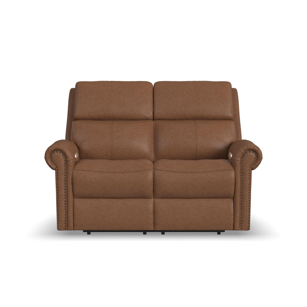 Bernard Leather Power Reclining Loveseat with Power Headrests & Lumbar